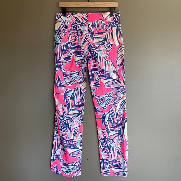 NWT Lilly Pulitzer‎ Galley Pant Tiki Pink Cabana Crazed Sz 2 Pink Blue High Rise - Picture 10 of 16